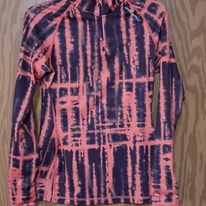 Under Armour Orange and Black Patterned Zip Pullover. Size Med. Coldgear Style.